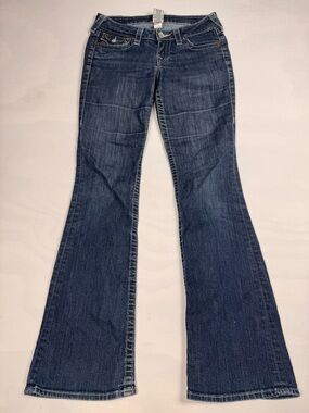 True Religion Becky Bootcut Low Rise Rhinestone Pocket Jeans Blue Women’s 28